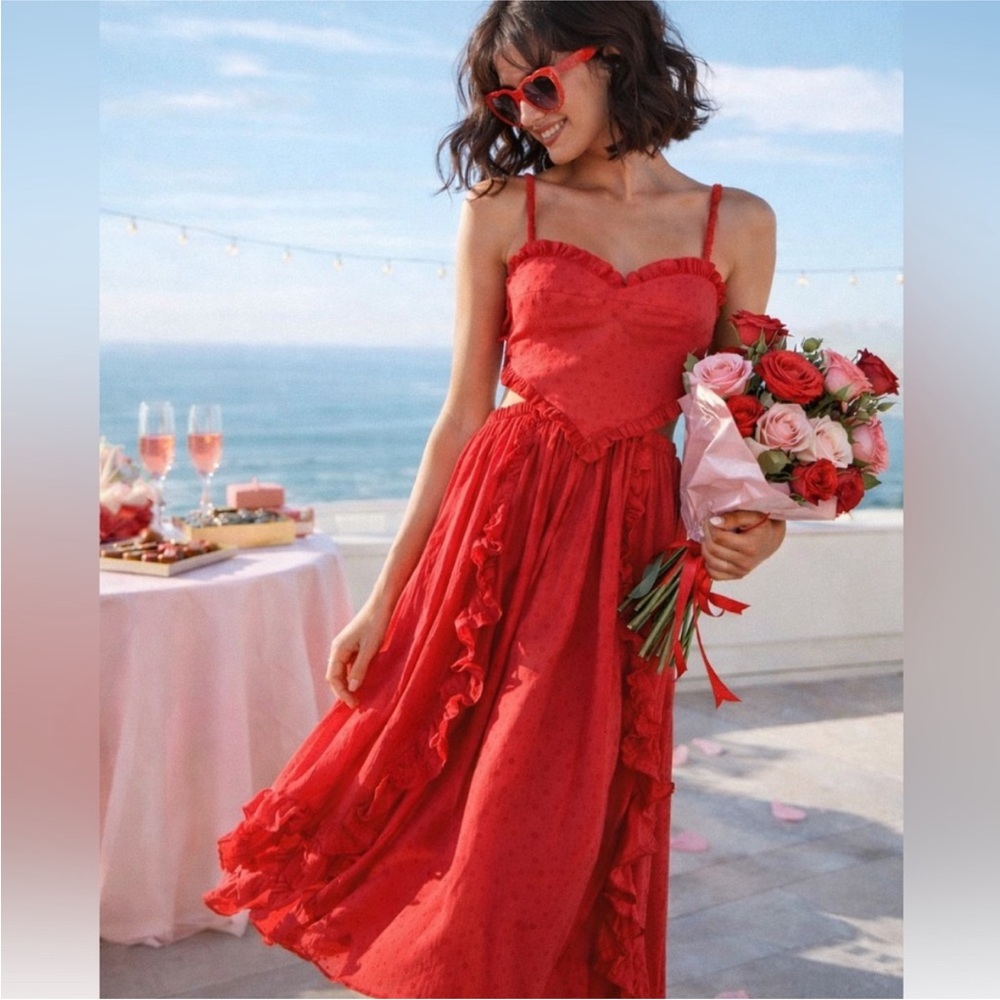 FARM Rio Scarlet Ruffled Backless Midi Dress - Picture 6 of 16